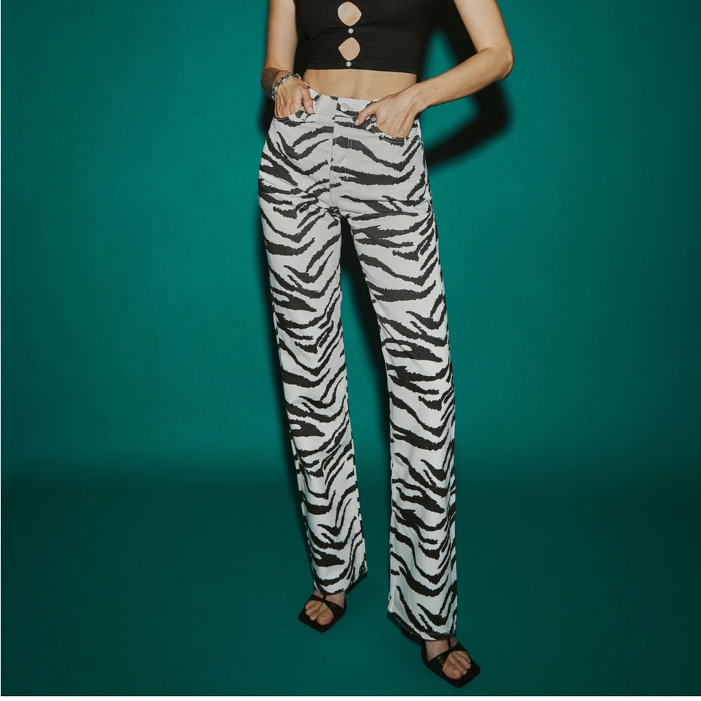 Reformation High Rise Tiger/Zebra Print Jeans